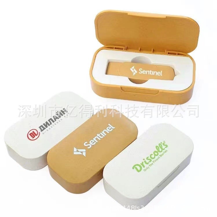 Environmental Degradation Creative Usb Rotary U Disk Customizable Color Screen Printing Company Logo Portable - Image 1